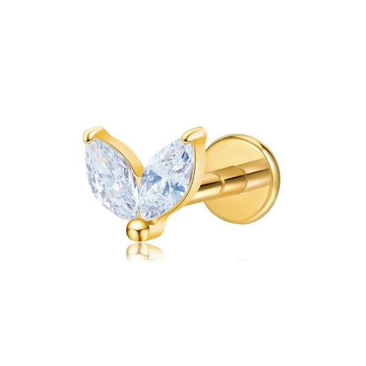LABRET MARQUIS DOBLE TITANIO AMARILLO CIRCÓN BLANCO