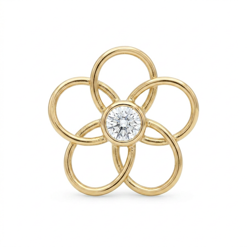 TOP ESTÁNDAR FLOR ÚNICA ORO 730 AMARILLO CIRCÓN BLANCO