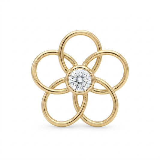 TOP ESTÁNDAR FLOR ÚNICA ORO 730 AMARILLO CIRCÓN BLANCO