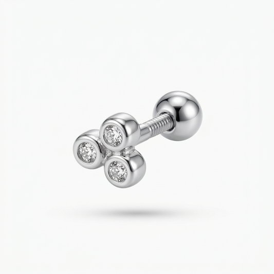 LABRET TREBOL ACERO BLANCO CIRCÓN BLANCO
