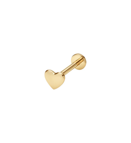 LABRET CORAZÓN PLANO LISO ORO 750 AMARILLO
