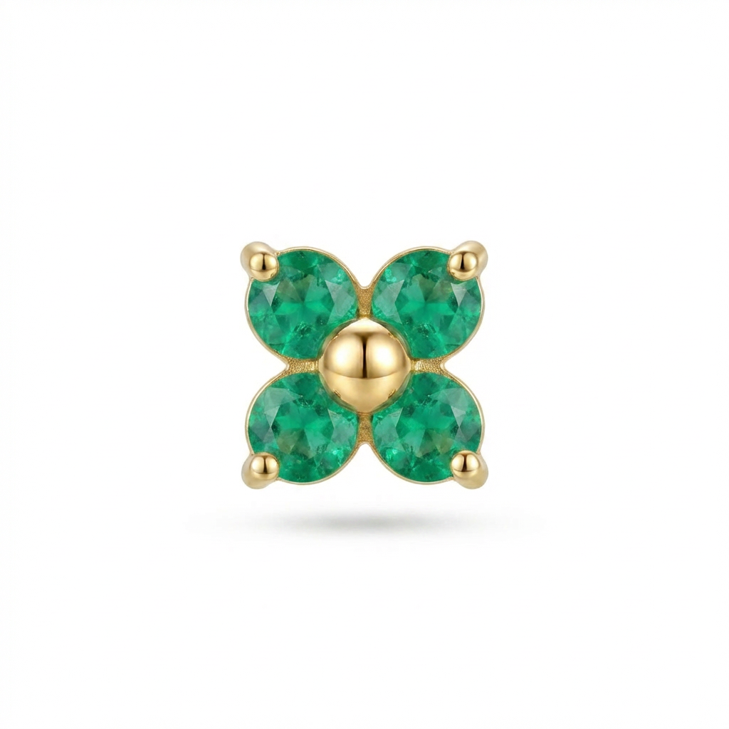 TOP ESTÁNDAR FLOR CUATRO PUNTAS ORO 730 AMARILLO CIRCÓN VERDE