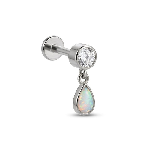 LABRET SOLITARIO CAJA LAGRIMA TITANIO BLANCO CIRCÓN