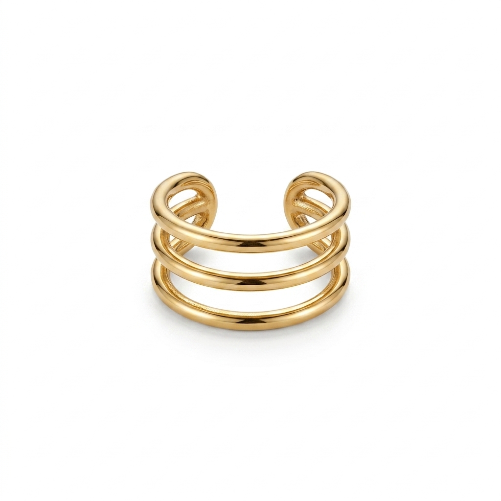 EARCUFF TRIPLE RIEL ORO 730 AMARILLO