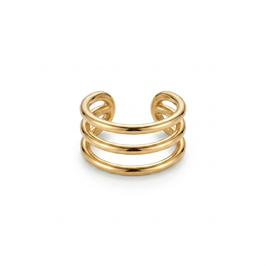 EARCUFF TRIPLE RIEL ORO 730 AMARILLO