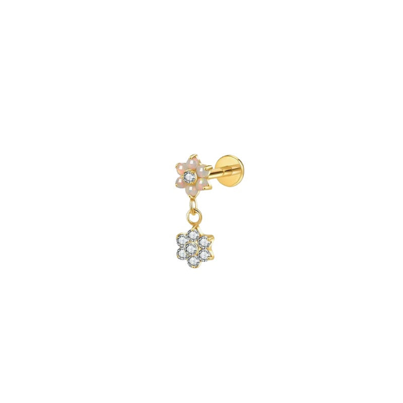 LABRET FLOR COLGANTE TITANIO AMARILLO CIRCÓN BLANCO