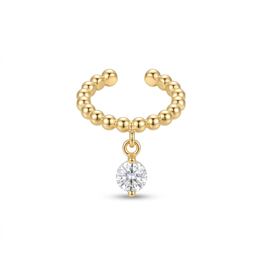 EARCUFF MILITAR COLGANTE PIEDRA PLATA AMARILLO CIRCÓN BLANCO