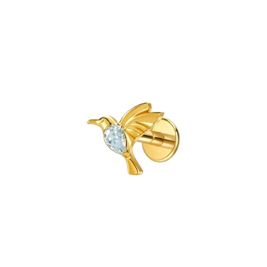 LABRET COLIBRI TITANIO AMARILLO CIRCÓN BLANCO
