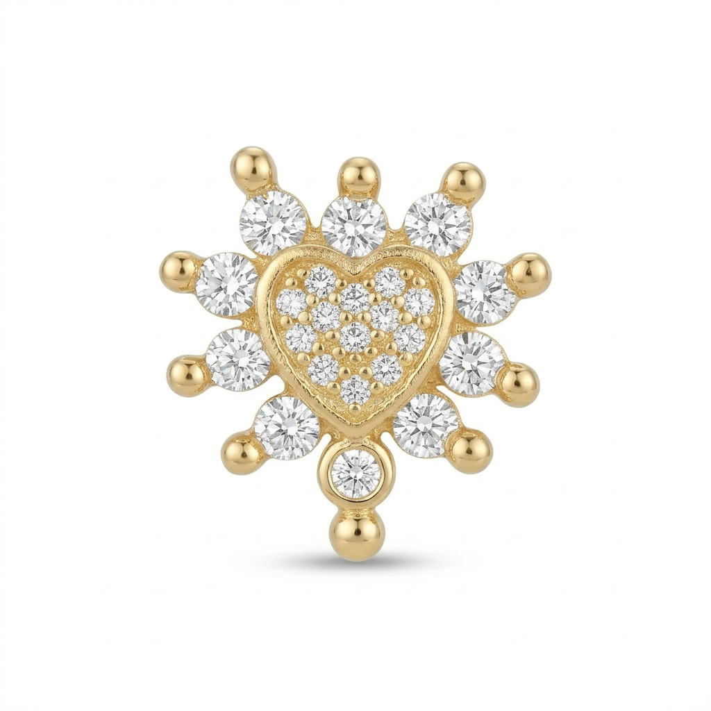 TOP ESTÁNDAR CORAZÓN ENGASTE UÑAS ORO 730 AMARILLO CIRCÓN BLANCO