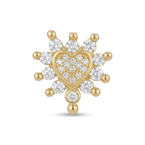 TOP ESTÁNDAR CORAZÓN ENGASTE UÑAS ORO 730 AMARILLO CIRCÓN BLANCO