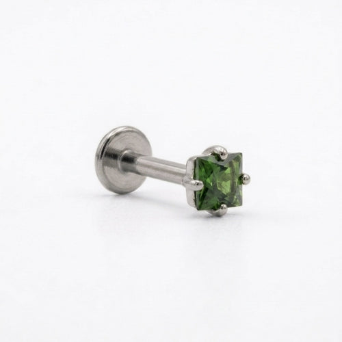 LABRET SOLITARIO UÑAS CUADRADA TITANIO BLANCO CIRCÓN