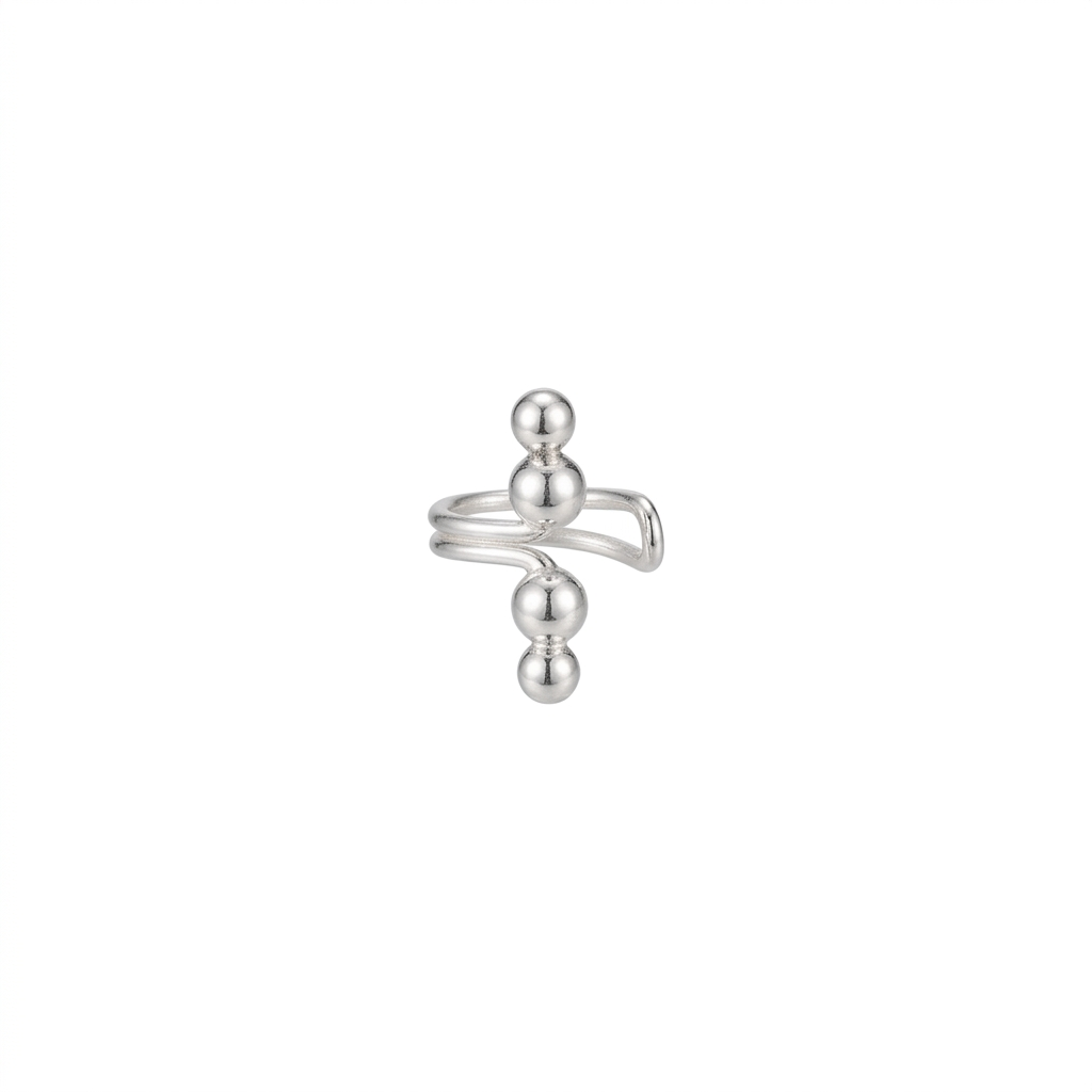 EARCUFF ESPIRAL ORUGA PLATA BLANCO