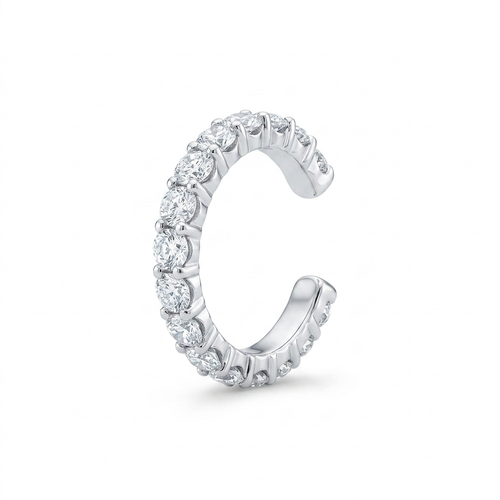 EARCUFF UN RIEL UÑAS PLATA BLANCO CIRCÓN BLANCO