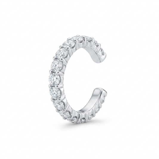 EARCUFF UN RIEL UÑAS PLATA BLANCO CIRCÓN BLANCO
