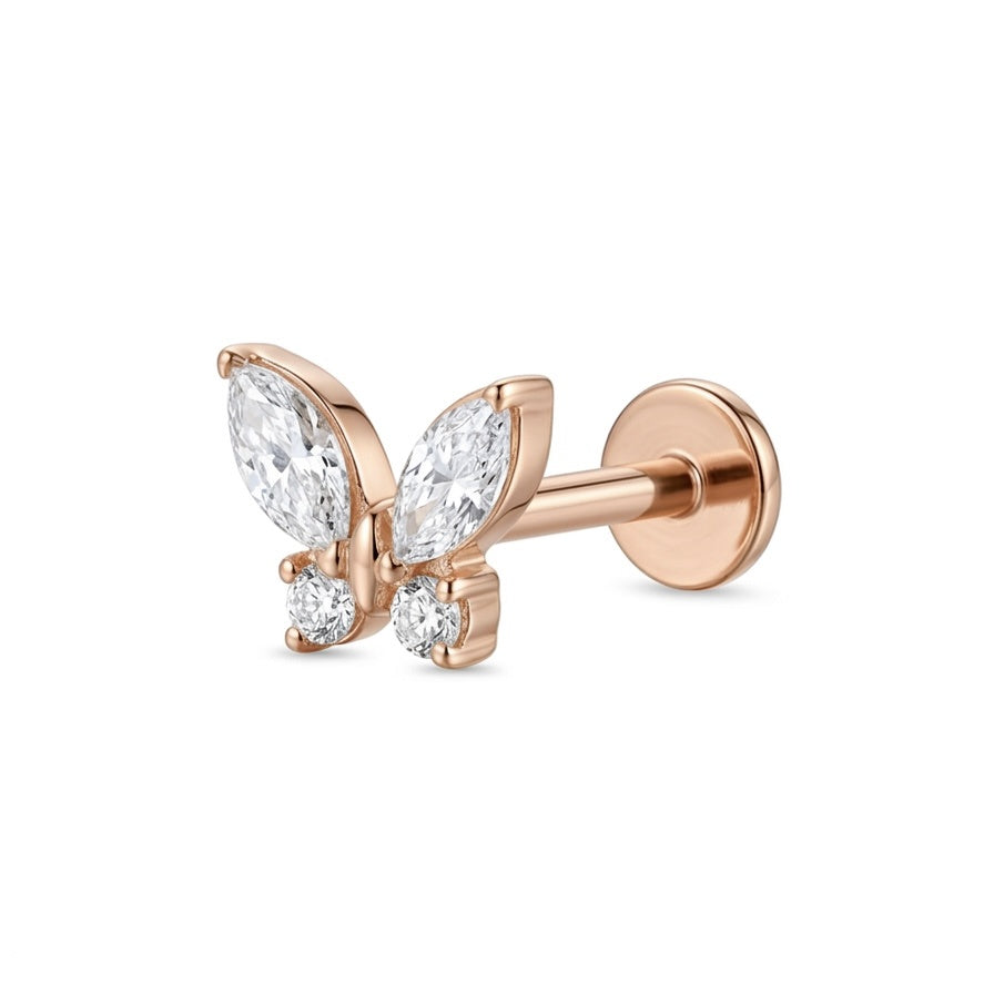 LABRET MARIPOSA TITANIO ROSA CIRCÓN