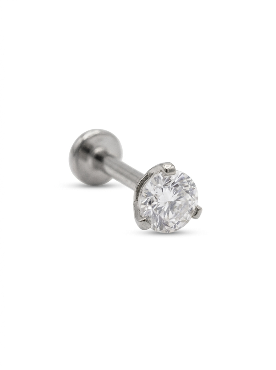 LABRET SOLITARIO UÑAS REDONDA TITANIO BLANCO CIRCÓN