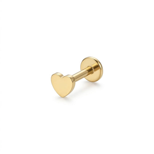 LABRET CORAZÓN PLANO LISO TITANIO AMARILLO