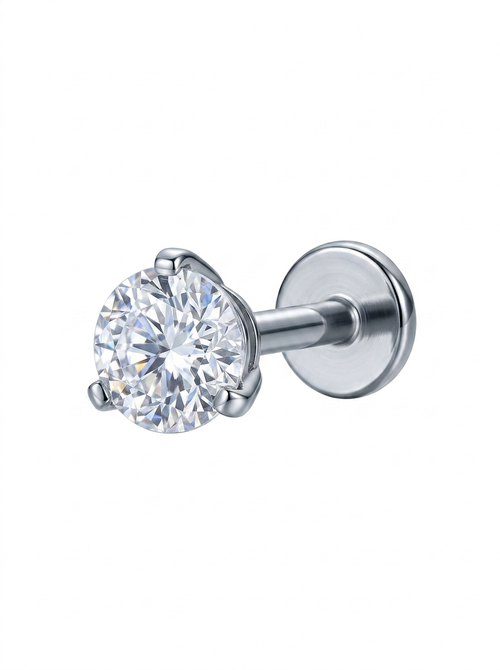 LABRET SOLITARIO UÑAS REDONDA TITANIO BLANCO CIRCÓN