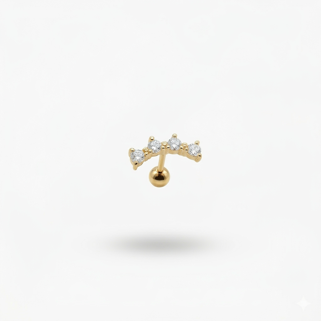 LABRET HELIX RIEL AZUCAR 4 ACERO AMARILLO CIRCÓN BLANCO