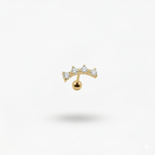 LABRET HELIX RIEL AZUCAR 4 ACERO AMARILLO CIRCÓN BLANCO