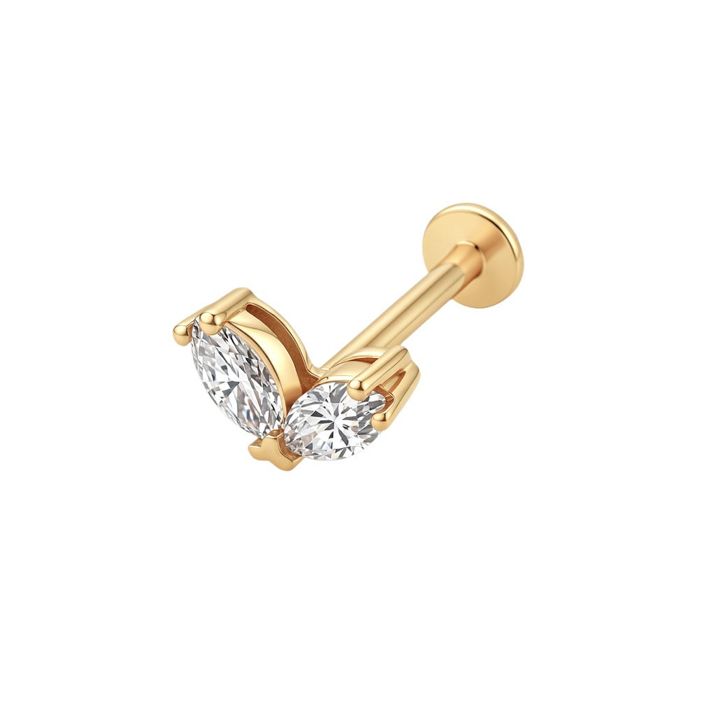 LABRET SOLITARIO ACOMPAÑADO ORO 750 AMARILLO