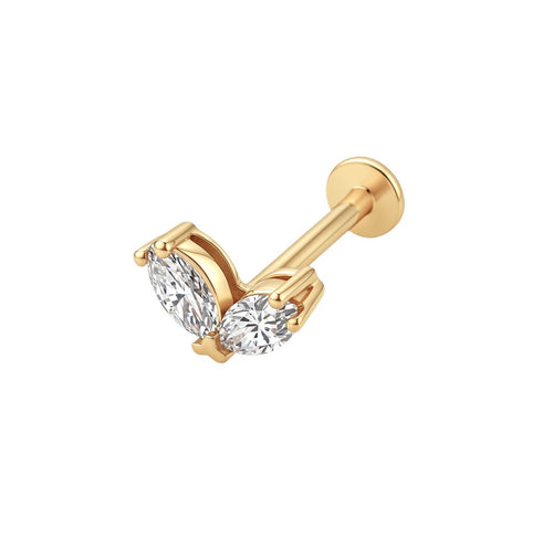 LABRET SOLITARIO ACOMPAÑADO ORO 750 AMARILLO