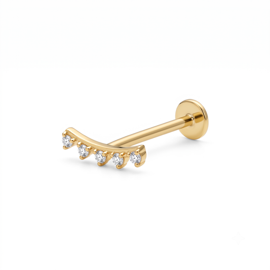 LABRET HELIX FIGURA RIEL TITANIO AMARILLO CIRCÓN BLANCO