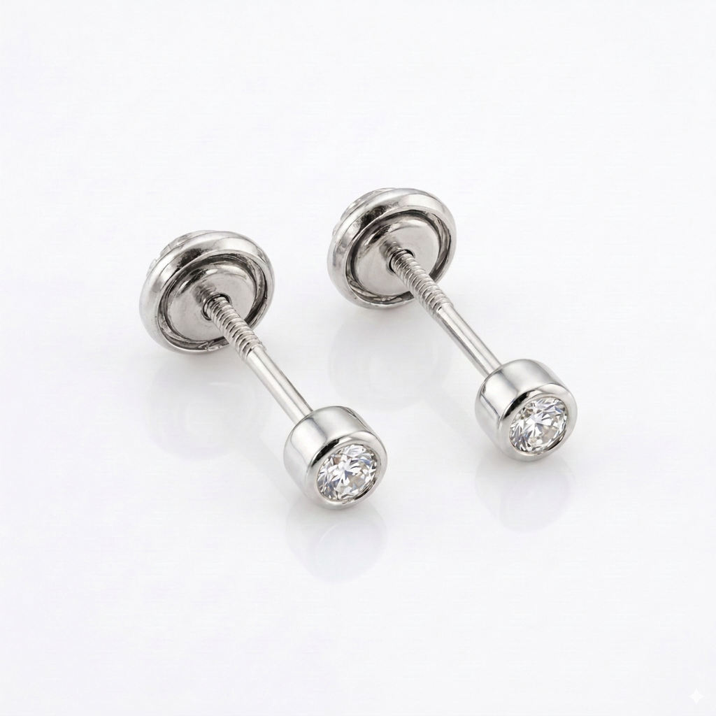 TOPOS SOLITARIO CAJA REDONDA ORO 750 BLANCO