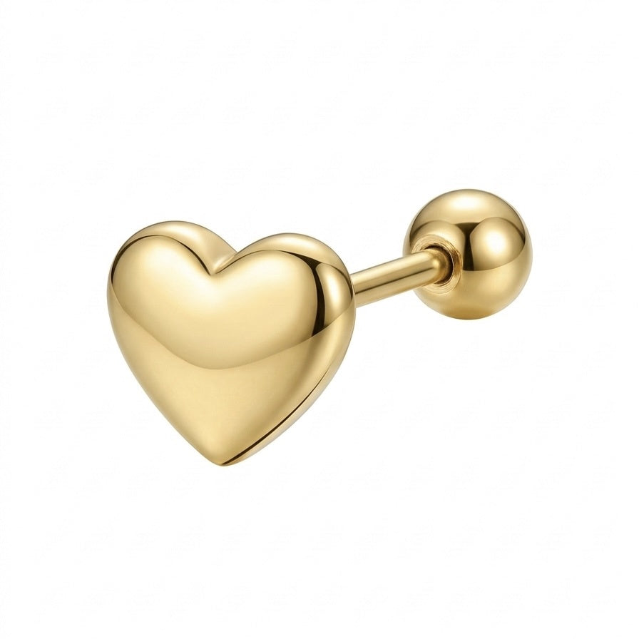 LABRET CORAZÓN VOLUMEN LISO ACERO AMARILLO