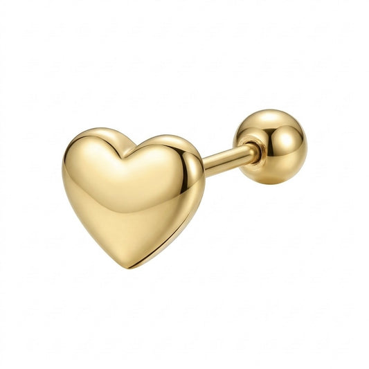 LABRET CORAZÓN VOLUMEN LISO ACERO AMARILLO