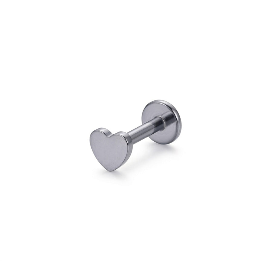 LABRET CORAZÓN PLANO LISO TITANIO BLANCO