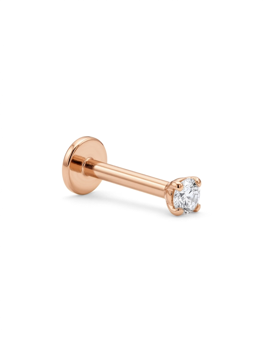 LABRET SOLITARIO UÑAS REDONDA TITANIO ROSA CIRCÓN